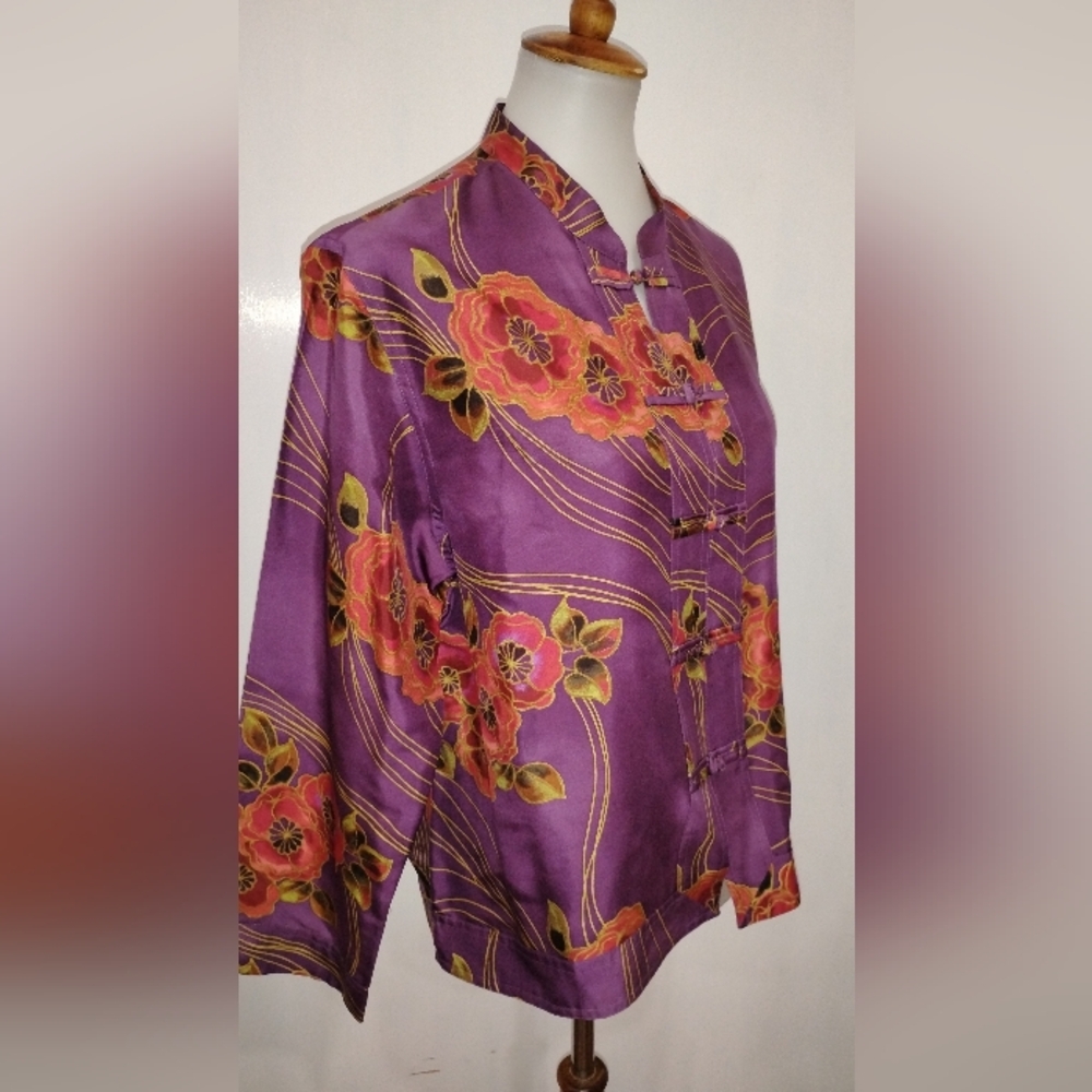 CHICO'S ASIAN STYLE SILK JACKET - Picture 5 of 6